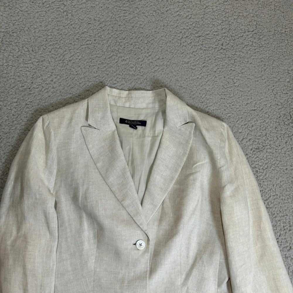 Brooks Brothers Milano Fit Linen Blazer‎ Beige Two Button Jacket Womens Size 4